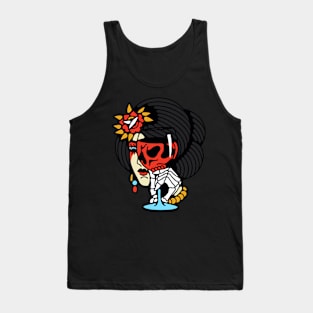 Lady skull and wine Tank Top